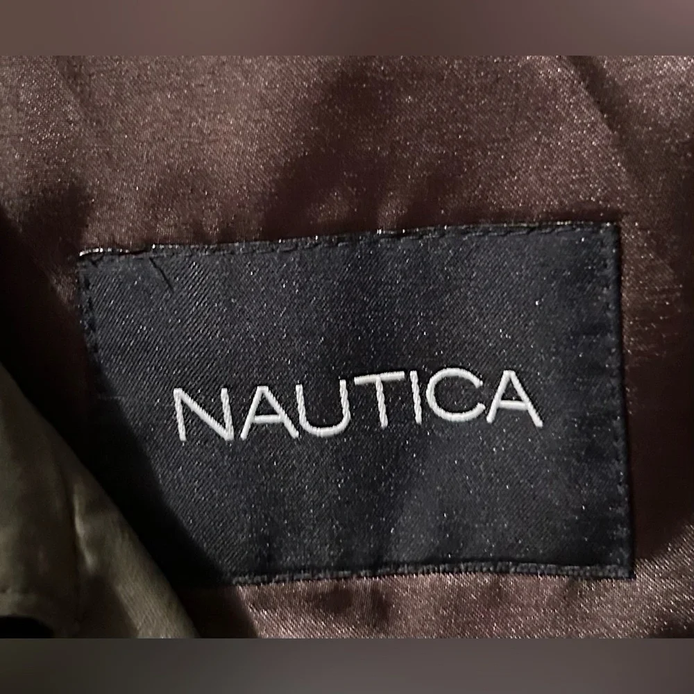 Nautica Men's Olive Khaki Trench Coat 46T with liner